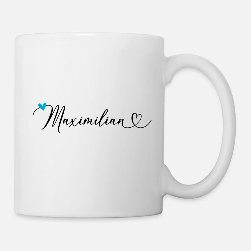 Maximilian Name Vorname Kalligrafieherz - Tasse - Weiß