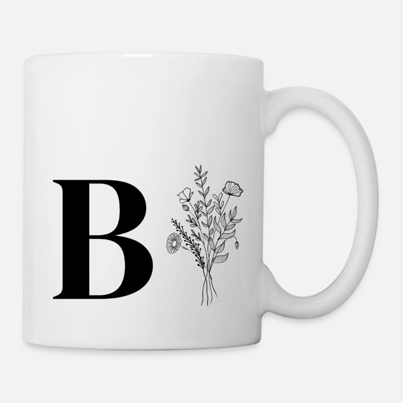 Minimalistische Blumen - Tasse - Weiß