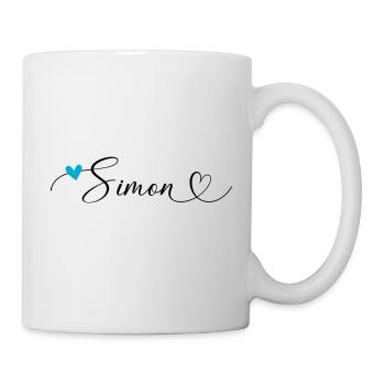 Simon Nom Prénom Calligraphie coeur - Mug blanc - blanc - Droite