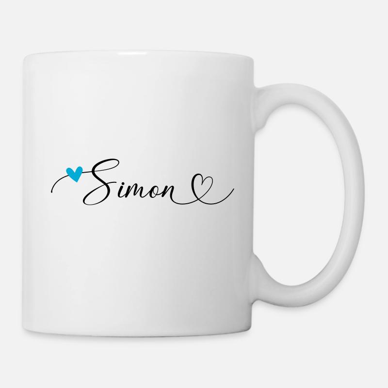 Simon Name Vorname Kalligrafieherz - Tasse - Weiß