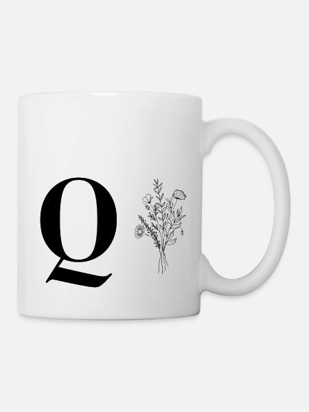 Minimalistisches Blumenmuster - Tasse - Weiß