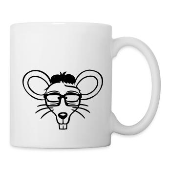 Maus Nerd Geek Hornbrille Schlau Intelligent Freak - Tasse - Weiß - Rechts