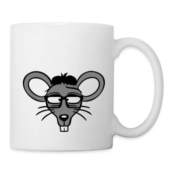 Maus Nerd Geek Hornbrille Schlau Intelligent Freak - Tasse - Weiß - Rechts