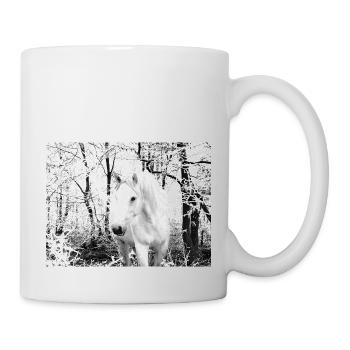 weißes Pferd im Winterwald - Tasse - Weiß - Rechts