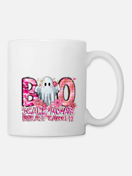 Boo Scare Away Cancer du sein - Mug blanc - blanc