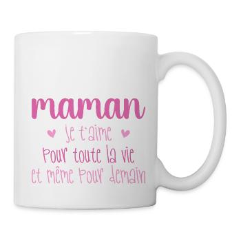 Maman je t'aime, Mère, Bébé, Naissance, Amour - Mug blanc - blanc - Droite