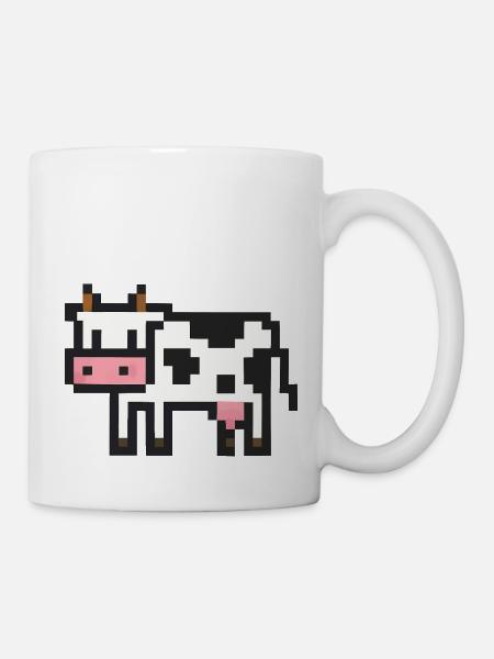 kuh pixel - Tasse - Weiß