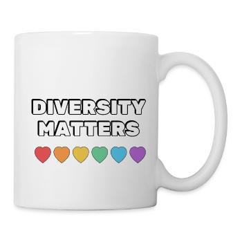 Vielfalt ist wichtig Regenbogenherzen - Tasse - Weiß - Rechts