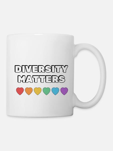 Vielfalt ist wichtig Regenbogenherzen - Tasse - Weiß