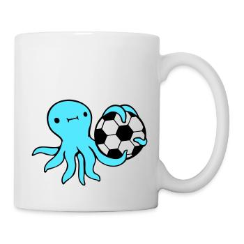 Octopus Playing Soccer Ball Holding Goalkeeper Sports - Mug - white - Right
