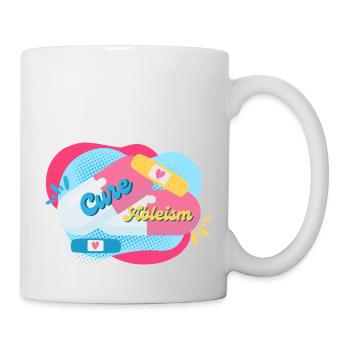 Cure Ableism bunter Hintergrund Pillen Pflaster - Tasse - Weiß - Rechts