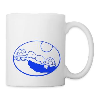 2 Schildkröten Strand Pärchen Verliebt küssen Meer - Tasse - Weiß - Rechts