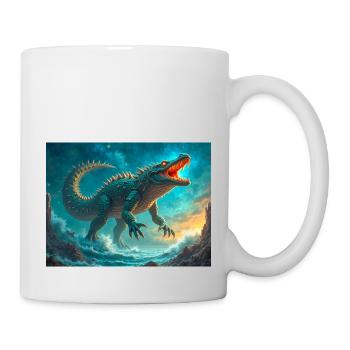 Cipactli, aztekisches Schöpfungsmonster des Urzeitlichen - Tasse - Weiß - Rechts