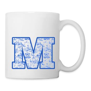 Lettre m chinoiserie bleu - Mug blanc - blanc - Droite