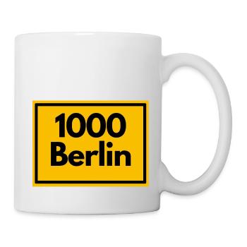 Ortsschild - damals Retro urban PLZ 1000 Berlin - Tasse - Weiß - Rechts