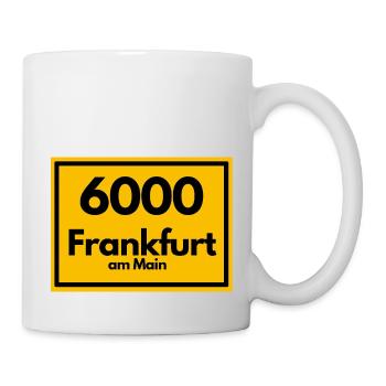 Ortsschild - damals Retro urban PLZ 6000 Frankfurt - Tasse - Weiß - Rechts