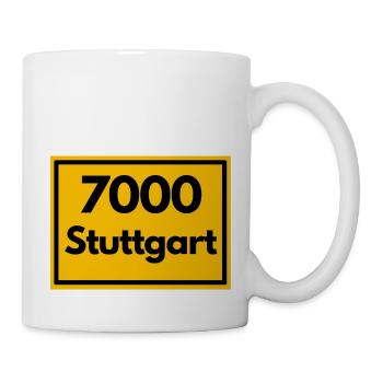 Ortsschild - damals Retro urban PLZ 7000 Stuttgart - Tasse - Weiß - Rechts
