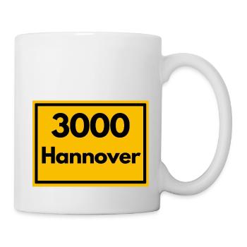 Ortsschild - damals Retro urban PLZ 3000 Hannover - Tasse - Weiß - Rechts