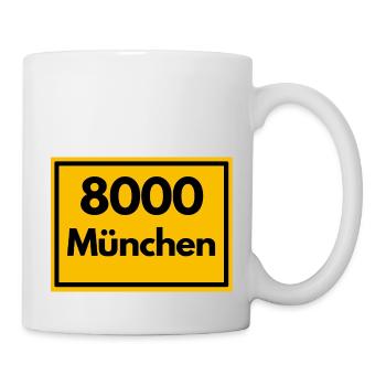 Ortsschild - damals Retro urban PLZ 8000 München - Tasse - Weiß - Rechts