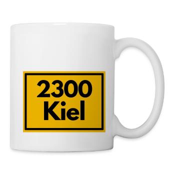 Ortsschild - damals Retro alte PLZ 2300 Kiel - Tasse - Weiß - Rechts