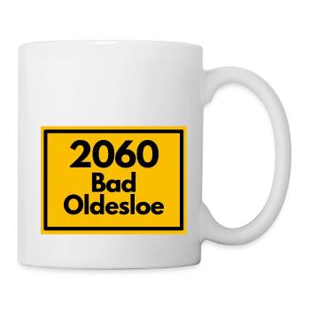 Ortsschild - damals alte PLZ 2060 BAD OLDESLOE - Tasse - Weiß - Rechts