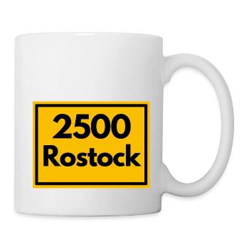Ortsschild - damals Retro alte PLZ 2500 ROSTOCK - Tasse - Weiß - Rechts