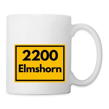 Ortsschild - damals Retro alte PLZ 2200 Elmshorn - Tasse - Weiß - Rechts