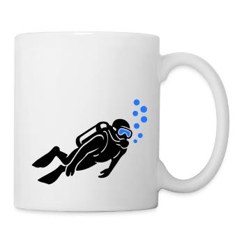 Taucher Silhouette Tauchen - Tasse - Weiß - Rechts