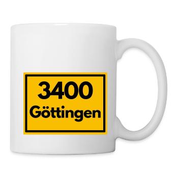Ortsschild - damals Retro alte PLZ 3400 GÖTTINGEN - Tasse - Weiß - Rechts