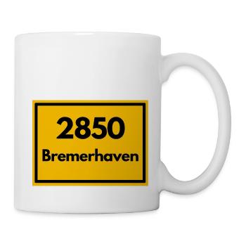 Ortsschild - damals alte PLZ 2850 BREMERHAVEN - Tasse - Weiß - Rechts