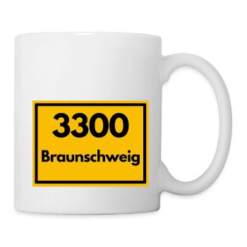 Town sign - then old zip code 3300 BRAUNSCHWEIG - Mug - white - Right