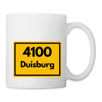 Ortsschild - damals Retro alte PLZ 4100 DUISBURG - Tasse - Weiß - Rechts