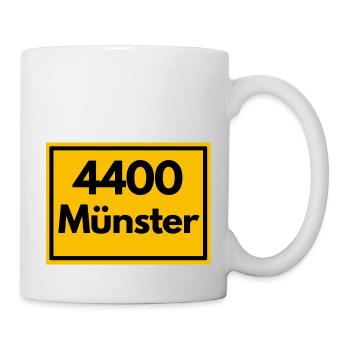 Ortsschild - damals Retro alte PLZ 4400 MÜNSTER - Tasse - Weiß - Rechts