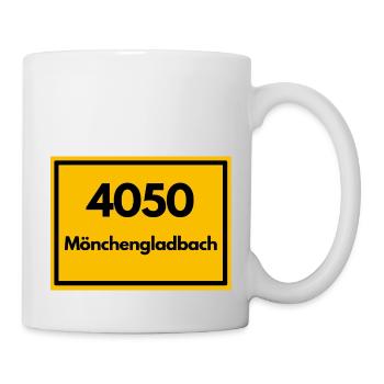 Ortsschild - damals alte PLZ 4050 MÖNCHENGLADBACH - Tasse - Weiß - Rechts