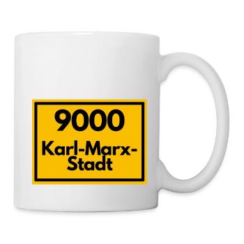Place sign - then old postcode 9000 Karl Marx Stadt - Mug - white - Right