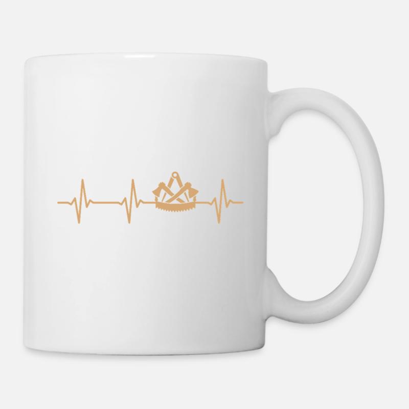Zimmerer Zunftzeichen Herzschlag Zimmermann - Tasse - Weiß