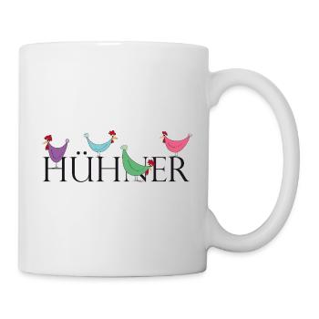 Humorvolle Hühner mit Wortspiel - Tasse - Weiß - Rechts