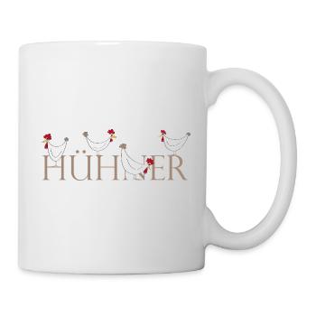 Lustige Hühner-Illustration auf Keramik - Tasse - Weiß - Rechts