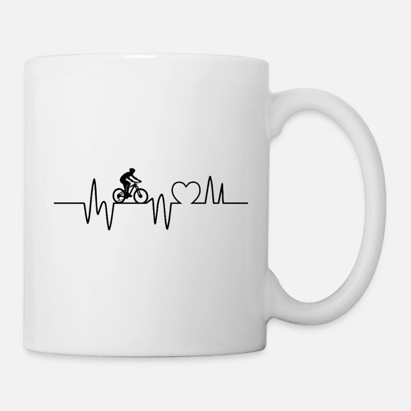 Cycliste battement de cœur Vélo Vélo de route Cyclisme - Mug blanc - blanc