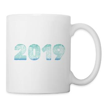 2019 with artistic watercolor design - Mug - white - Right