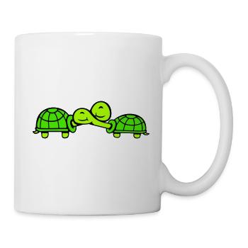 2 tortues se câlinant, un doux couple qui s'embrasse, une équipe amoureuse - Mug blanc - blanc - Droite