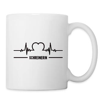 Herzschlag Schreinerin Herz EKG Schreiner Frauen - Tasse - Weiß - Rechts