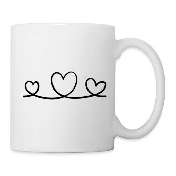 Liniengrafik drei Herzen – minimalistisches Motiv - Tasse - Weiß - Rechts