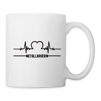 Heartbeat Metal Worker Heart ECG Metal Worker Woman - Mug - white - Right