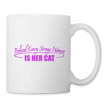Behind Every Strong Woman Is Her Cat Spruch Katze - Mug - white - Right