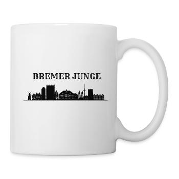 Silhouette de la silhouette de la silhouette de la silhouette du garçon de Brême - Mug blanc - blanc - Droite