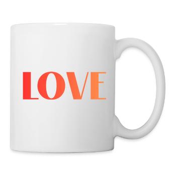 LOVE Liebe Schrift Gradient Typo in Rot Orange - Tasse - Weiß - Rechts