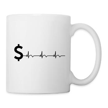 Signe dollar $ ECG Battement de cœur - Mug blanc - blanc - Droite