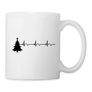 Weihnachtsbaum EKG Herzschlag Weihnachten Ugly - Tasse - Weiß - Rechts