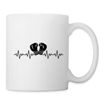 Boxen Boxhandschuhe Boxer Boxerin EKG Herzschlag - Tasse - Weiß - Rechts